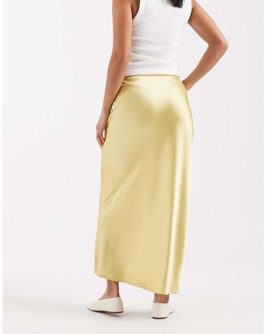 New Look Metallic Satin Bias Midi Skirt