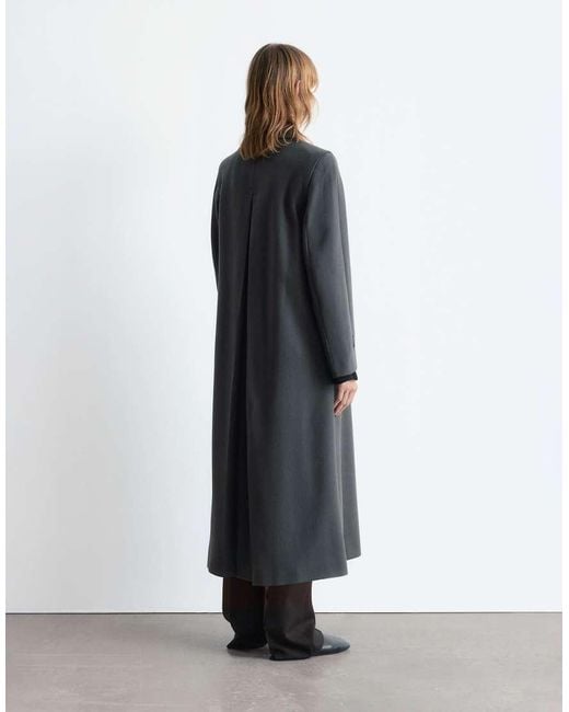 & Other Stories Blue Wool Maxi Coat With Button Detail