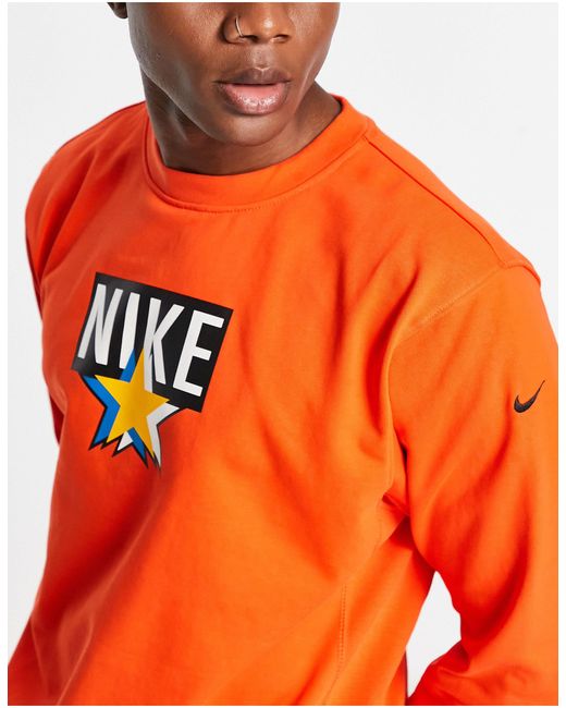 Nike Basketball Dri-fit Standard Issue Crew Neck Sweatshirt in Orange for Men | Lyst