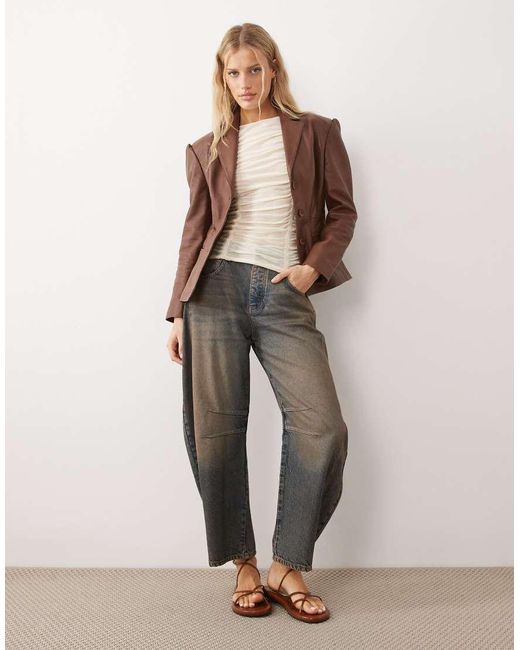 Urbancode Brown Fitted Leather Blazer Jacket