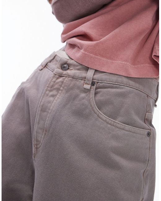 Topman Gray Cotton Twill Loose Trousers for men