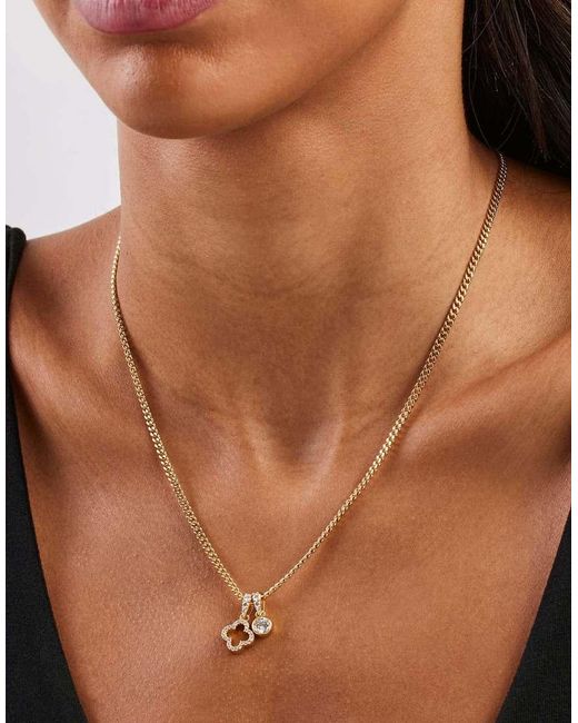 CERNUCCI Metallic Iced Motif Outline & Gemstone 10Mm Necklace