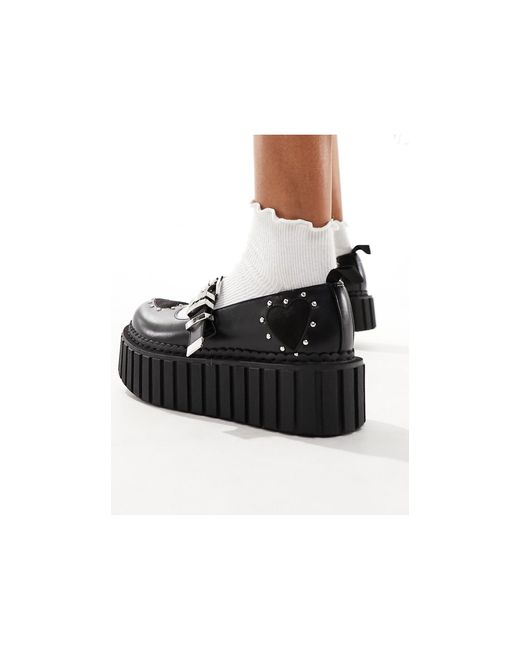 Lamoda Black Spill The Tea Creepers With Heart Studded Detail