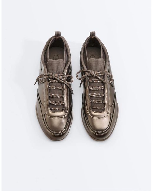 Oysho Brown Sock-Style Trainers