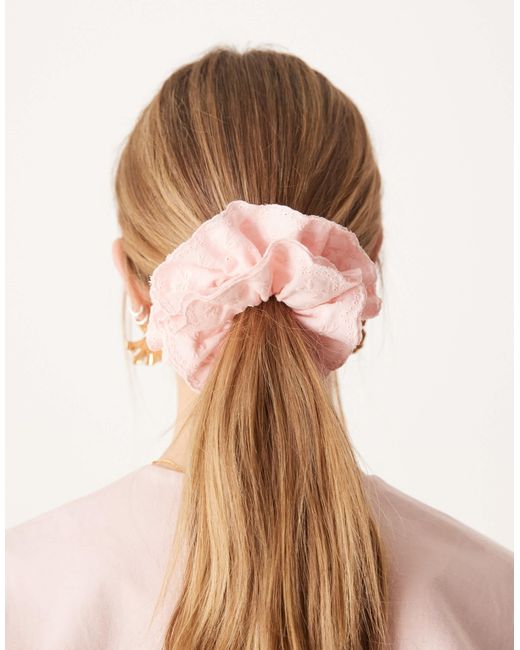 ASOS Natural Scrunchie With Frill And Bow Detail