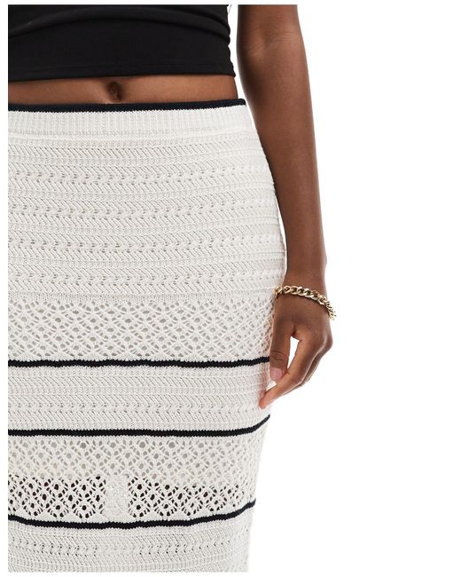Abercrombie & Fitch White Co-ord Tiered Knitted Crochet Skirt