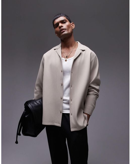 Chemise Topman Homme Taille M - Gris, Manches Longues, Col Classique - Occasion Très Bon état