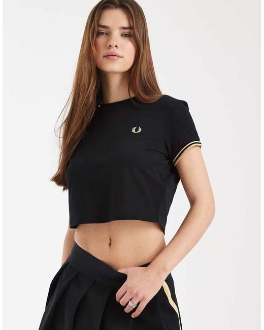 Fred Perry Black Tipped Pique Logo T-shirt