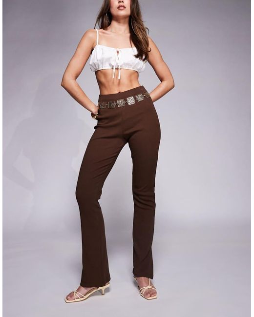 Pantalones De Campana Marrón Con Abertura En El Bajo De Canalé De ASOS de color Brown