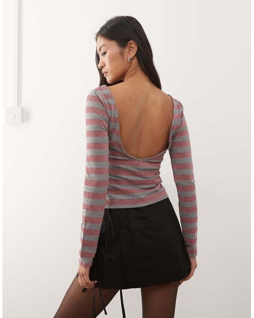 Collusion Multicolor Stripe Slash Neck Top