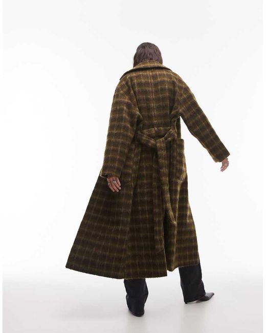 TOPSHOP Black Brushed Check Formal Coat
