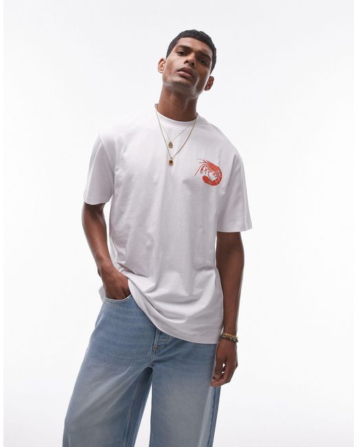 Topman White Oversize Fit T-shirt With Fruit Print for men