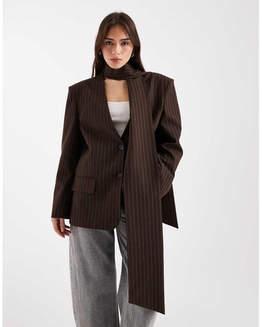 ASOS Brown Oversized Scarf Blazer