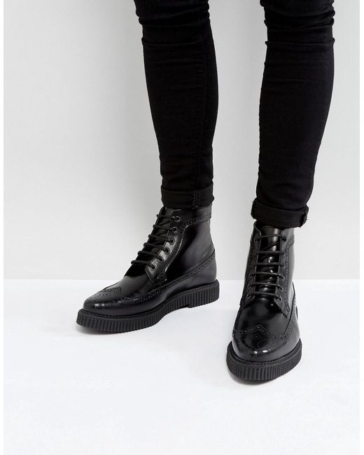 Asos Brogue Shoes In Black Leather With Creeper Sole Asos Brogue Shoes In Black Leather With Creeper Sole