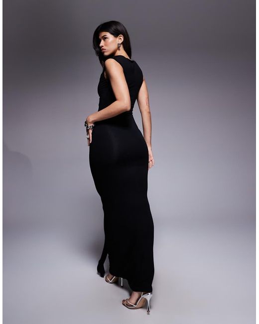 ASOS Blue Sleeveless With Shoulder With Twist Detail Maxi Dress