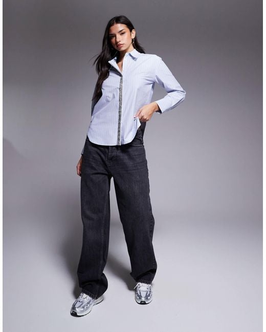 River Island Blue – gestreifte hemdbluse