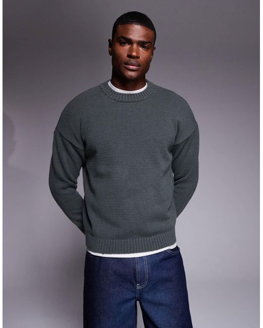 Pull oversize ras ASOS pour homme en coloris Blue