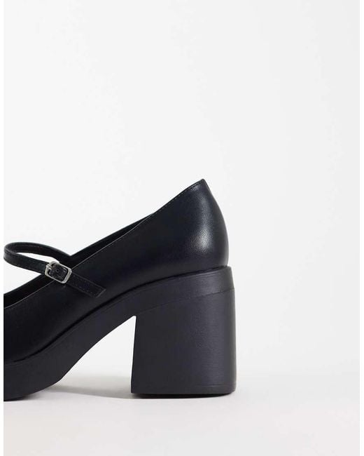 SEQWL Wide Fit Black Audi Heeled Mary Janes