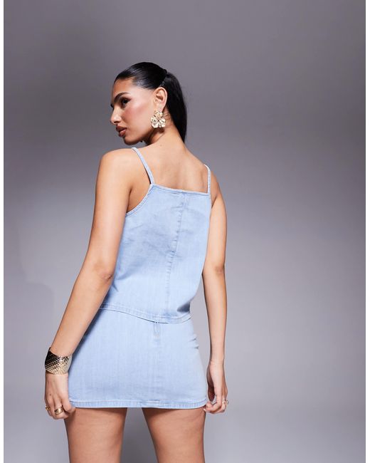 Mini-jupe d'ensemble en denim - clair délavé ASOS en coloris Blue