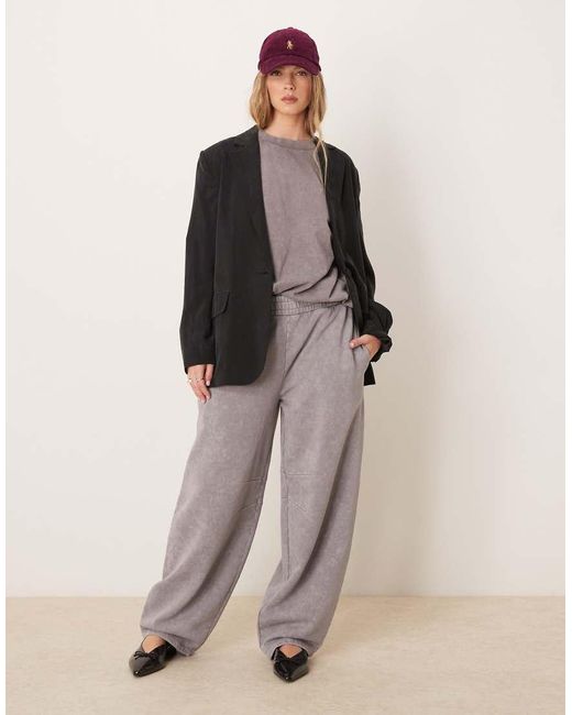 ASOS Joggingbroek Met Wijde Ronde Pijpen in het Natural