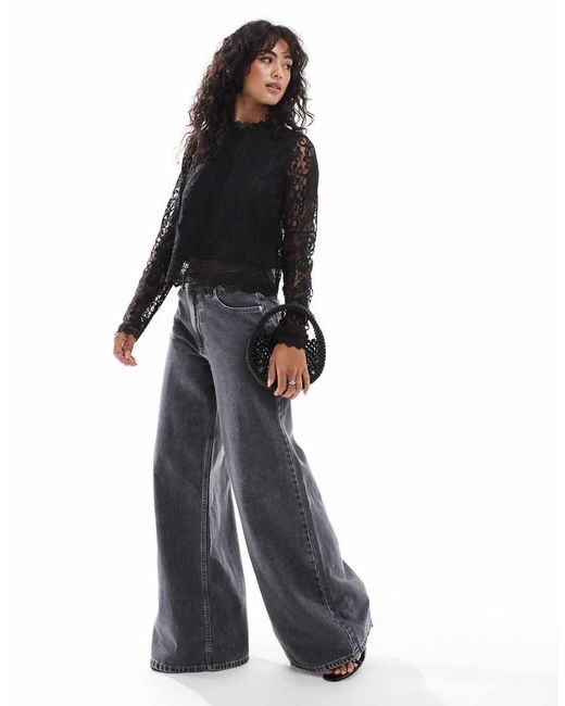 ONLY Black High Neck Lace Top