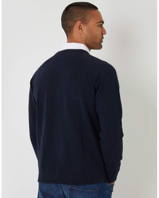 Threadbare Blue Mock Shirt Raglan Knitted Jumper for men