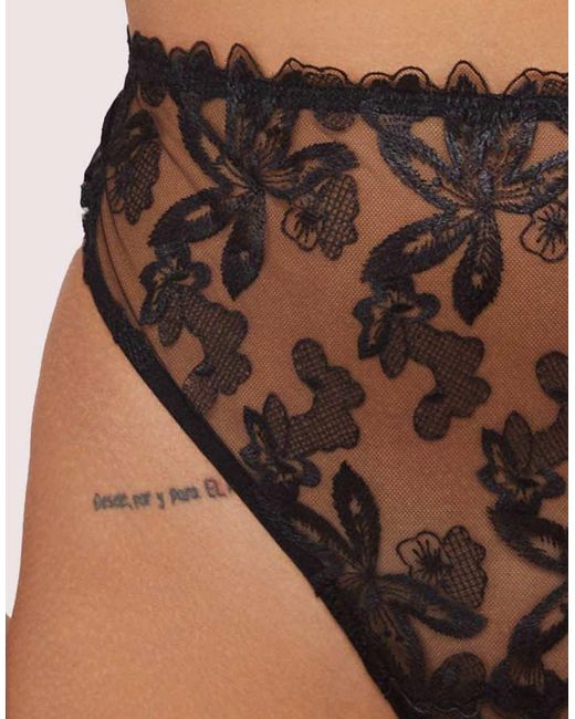 Wolf & Whistle Brown Eva Graphic Embroidery High Waist Thong
