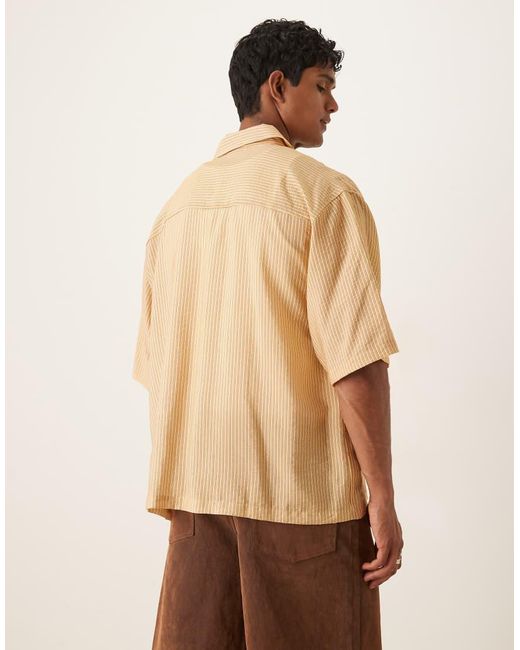 ASOS Natural Oversized Stripe Shirt for men
