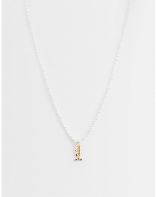 ASOS White Faux-pearl Beaded Necklace With Fish Pendant