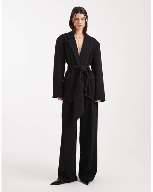 ASOS Black Tailored Low Rise Wide Leg Suit Trousers