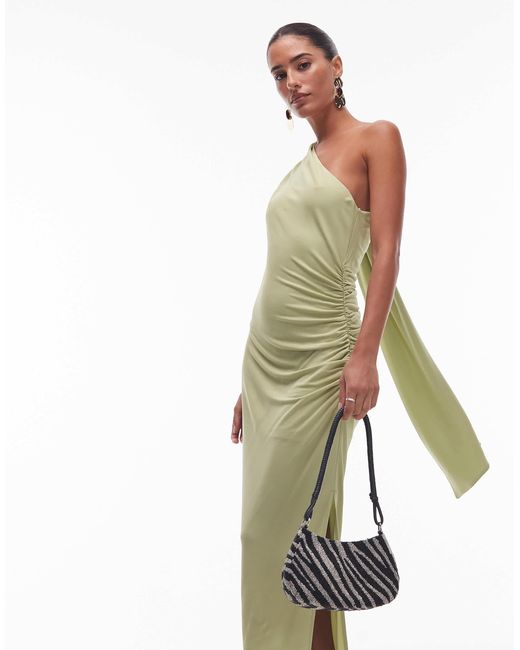& Other Stories White One Shoulder Midi Dress With Drape Detail