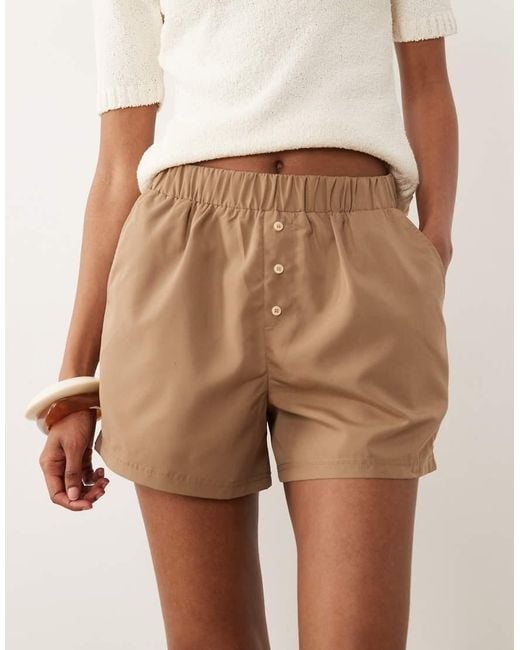 Threadbare Natural Cotton Poplin Boxer Style Shorts
