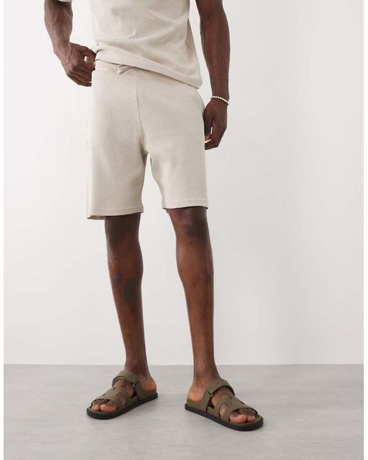 New Look Natural Waffle Shorts for men