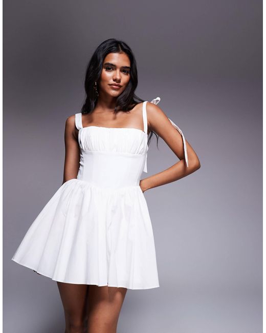 Oh Polly Purple Marianna Bow Strap Corset Mini Dress