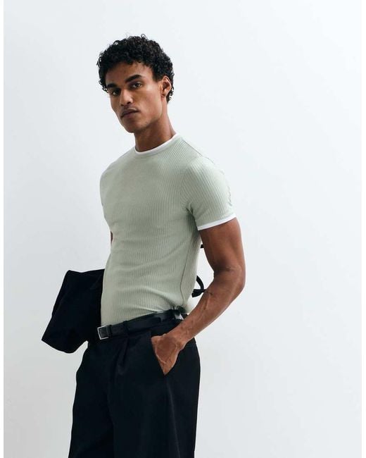 ASOS Gray Slim Fit T-Shirt With Double Layer for men