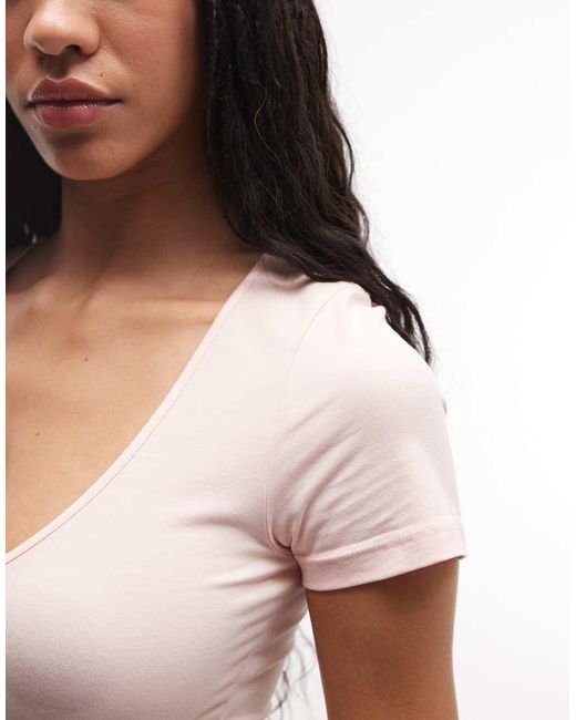 Monki Natural V-neck T-shirt