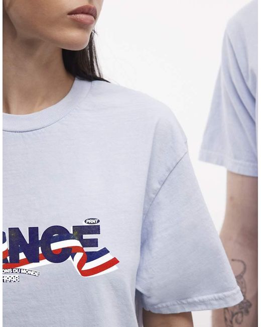 PRNT White France Football Mascot Graphic Relaxed Fit T-Shirt