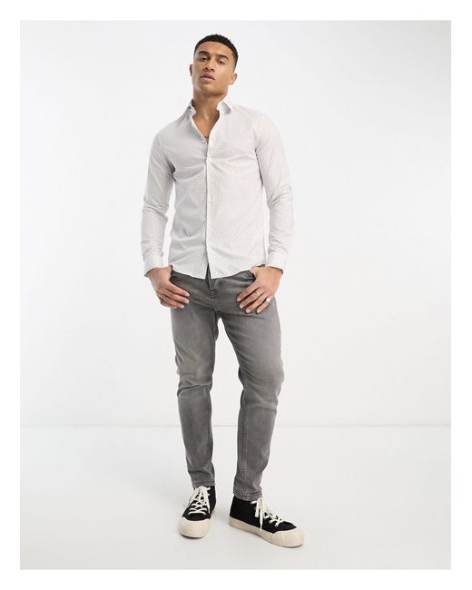 Calvin Klein – schmal geschnittenes hemd in White für Herren