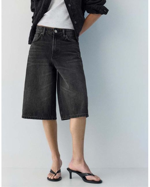 Pull&Bear Black Low-rise Jorts