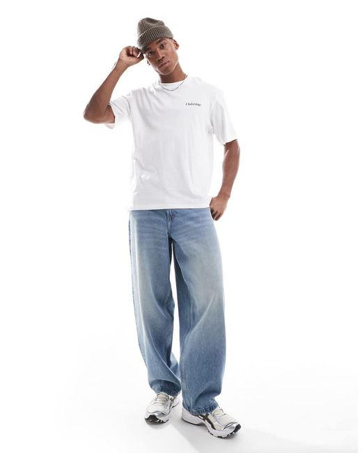 T-Shirt Oversize Bianca Con Stampa "Apparel" Sul Retro di Jack & Jones in White da Uomo