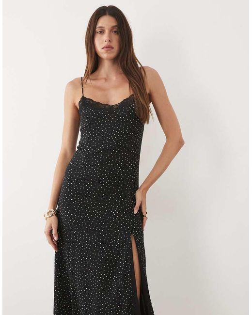 Mango Natural Strappy Midi Dress With Thigh Slit