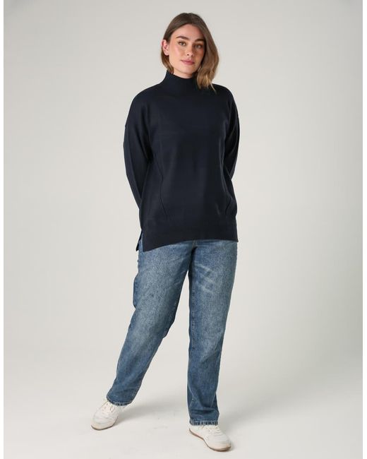 French Connection Blue Cosy Soft Touch High Neck Seam Jumper