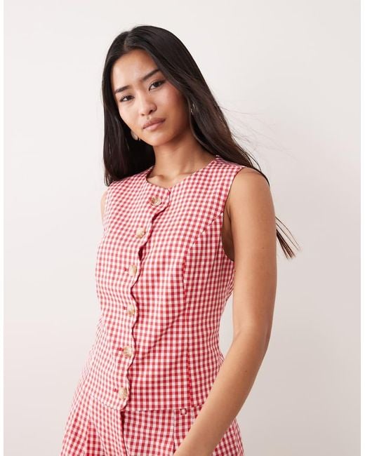 Nobody's Child Pink Cotton Rich Scallop Edge Waistcoat Co-ord
