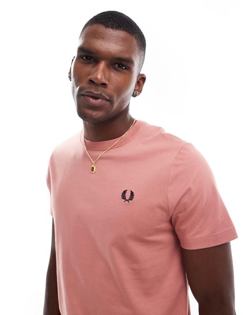 Fred Perry Men's Pink Crew Neck T-shirt