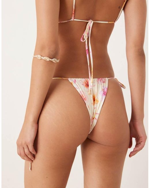 Wild Lovers Brown Cali Dreams Floral Print Tieside Bikini Bottom