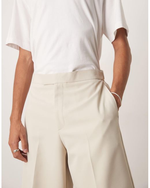 ASOS – elegante bermuda-shorts aus twill in Natural für Herren