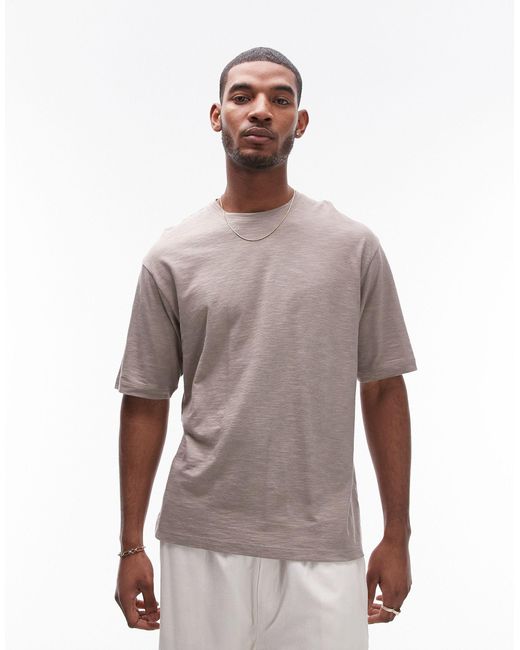 Topman – oversize-t-shirt aus leinenmix in Multicolor für Herren