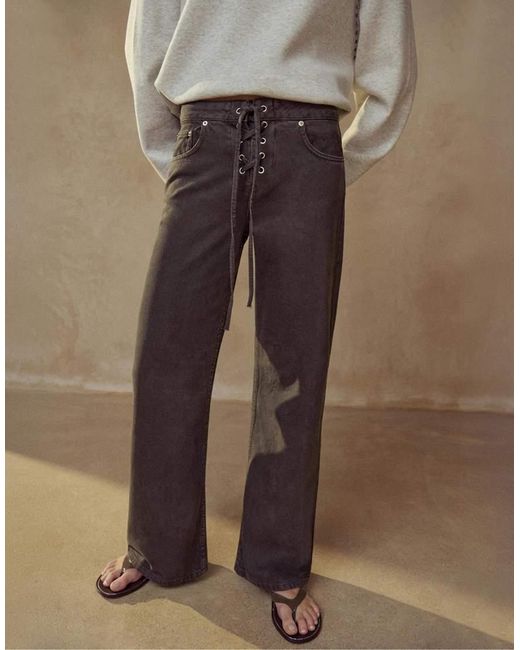 Pull&Bear Brown Low-rise Flared Corset Jeans