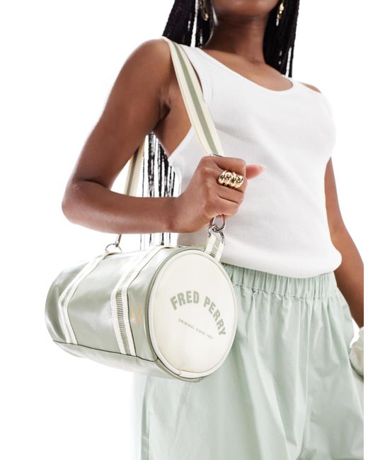 Fred Perry White Mini Barrel Bag