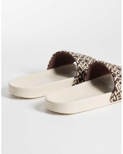 Tommy Hilfiger Natural Monogram Pool Slider